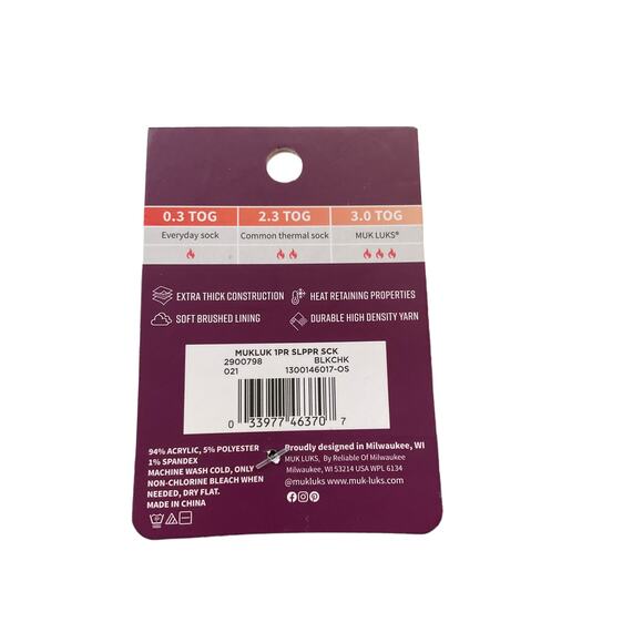 Muk Luks Slipper Socks Thermal Red/Black Buffalo Plaid New - Picture 11 of 12